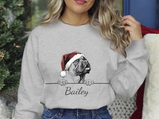 Bullmastiff Christmas Sweatshirt Personalised Dog Name Unisex Santa Gift Jumper