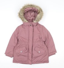 H&M Girls Pink Faux Fur Hooded