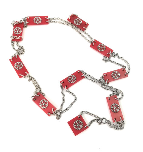 Art deco belt necklace red - art,