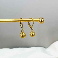 Gold Ball Drop Earrings, Bead