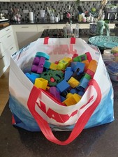 Children's Large Bag Of Plastic Coloured Mega Blocks Pieces Bundle