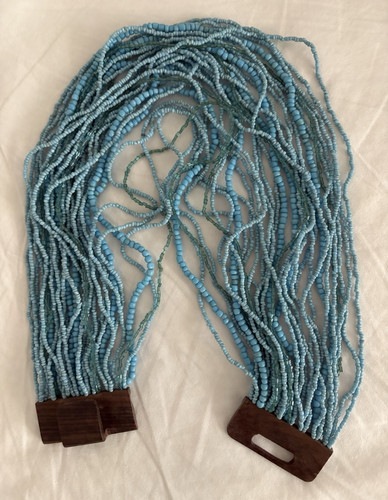 Multi strand blue glass seed - blue,