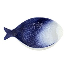 Blue Ombre Fish Dish | Large Ceramic Fish Platter for Seafood & Coastal Dining