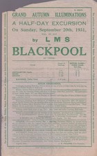 LMS RAILWAY HANDBILL BLACKPOOL ILLUMINATIONS (NORTHAMPTON CASTLE) SEP 1931