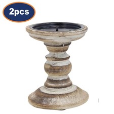 Wooden Candle Holder White