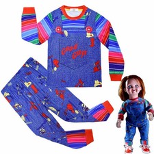Kids Chucky Child's Play Long Sleeve T-shirt Pants Mask Pyjamas Set Nightwear UK