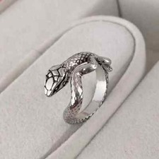 Men’s Minimalist Ring – Adjustable Snake Style, Zinc Alloy with Stoving Varnish