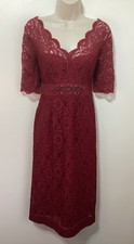 Monsoon Red Lace Midi Shift Dress 8 Cocktail Party Festive Xmas Christmas