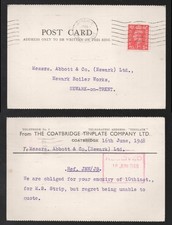 1948 KGVI The Coatbridge Tinplate Company. 1d Airdrie, Lanarkshire Scotland