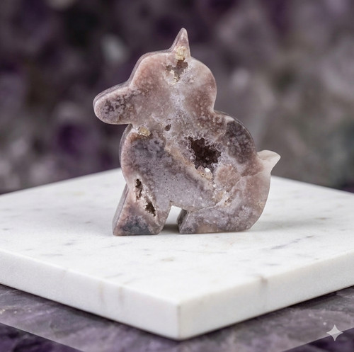 Pink amethyst crystal dog - pink,