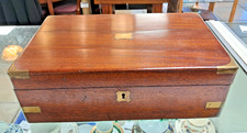 Vintage Mahogany Writing Slope With Leather Top & Brass Fittings
