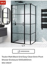 1200 x 800 Matte Black Toulon Shower Enclosure. Brand New