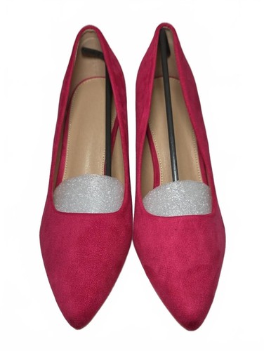 Pink suede block heel pumps - block,