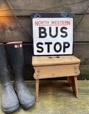 Vintage Enamel Bus Stop Sign