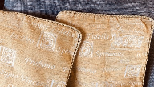 Tapestry piped cushion cover
