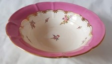 CHARMING COALPORT LARGE BOWL, 19TH C,  ROSE POMPADOUR GROUND PINK DESIGN
