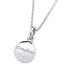 925 Sterling Silver Real Diamond DAUGHTER Pendant Necklace 16" to 18" Adjustable