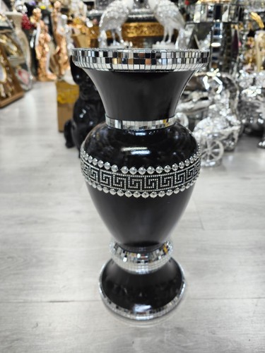 Black silver floor vase - silver,
