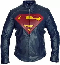 Superman Smallville Clark Kent Biker Motorcycle Quilted Retro Leather Jacket Men