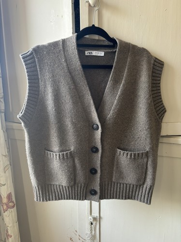 Zara brown knit buttoned - zara,