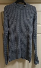Jack Wills Men's The Marlow Baby Blue Cable Knit Jumper Size Large VGC
