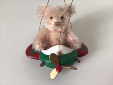 2016 STEIFF HANGING CHRISTMAS DECORATION MINI TEDDY BEAR IN PLANE LTD EDITION