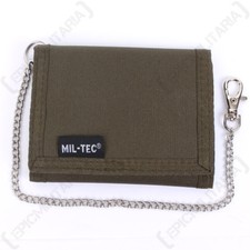 Olive Green Wallet with Security Chain - Army Military Soldier Coin Purse Mens