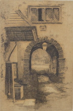 Etching Bishop's Close Exeter