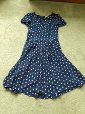 Geri, Next 12 Tall 40s Style Tea Dress. Knee Length, Blue With Pink Flower