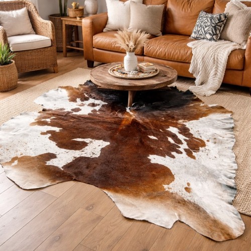 Tri color genuine cowhide rug - tri,
