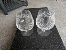2 x Cut Glass Crystal Brandy