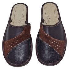 Natural leather slippers for