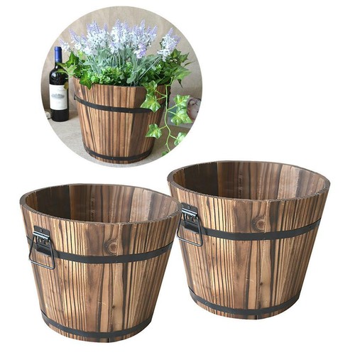 Wooden bucket pot flower - wooden,