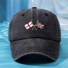 Baseball Cap UNION JACK ST GEORGES CROSS design Patriotic Black Free UK Delivery