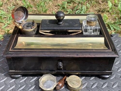 Antique wooden inkwell - antique, stand