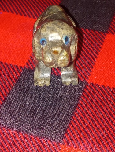 Carved soapstone dog totem - dog,