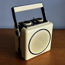 Vintage Small Portable AM FM Radio Cream and Black