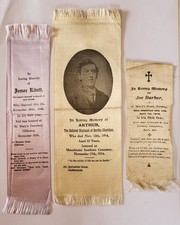 Lot x3 rare vintage/antique 'In Loving Memory' death silk bookmark bookmarkers