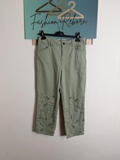 TU Green Embroidered Straight