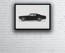 Classic Chevrolet Chevelle SS Muscle Car Art Retro Drawing A4/A3 Poster 