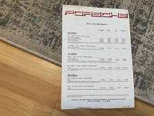 PORSCHE  FULL RANGE. PRICE LIST .  1980