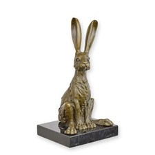 Bronze Sculpture Sitting Hare on a  black marble base after Milo