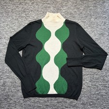 Uniqlo x Marimekko Jumper Womens Medium Black Green Sweater Wool Blend Roll Neck