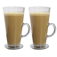 2pcs 250ml Clear Latte Mug Tall Coffee Glass Handle Tea Cup Cappuccino Hot Choco