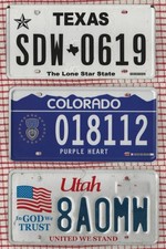 SET of 3 Texas Utah Colorado AMERICAN LICENSE NUMBER PLATES #3TxCoUt