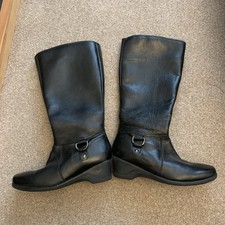 Pavers Black Leather Boots Size 5. VGC