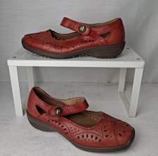 Hotter Red Leather Shoes Mary