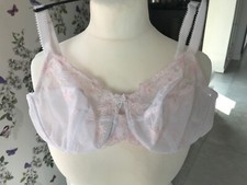 Ladies pink & white lace 'Charnos', size 34E, luxury  underwired, balcony bra
