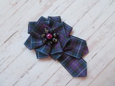SMALL Tartan Ruffle Rosette Ribbon Scottish Wedding Burns Ceilidh Hair Clip
