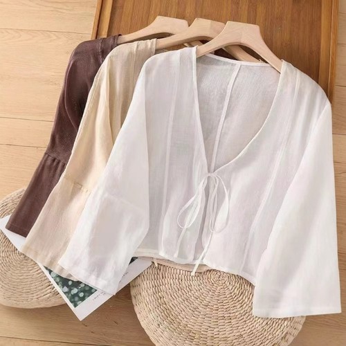 Women loose cotton linen shirt - women, cotton-linen
